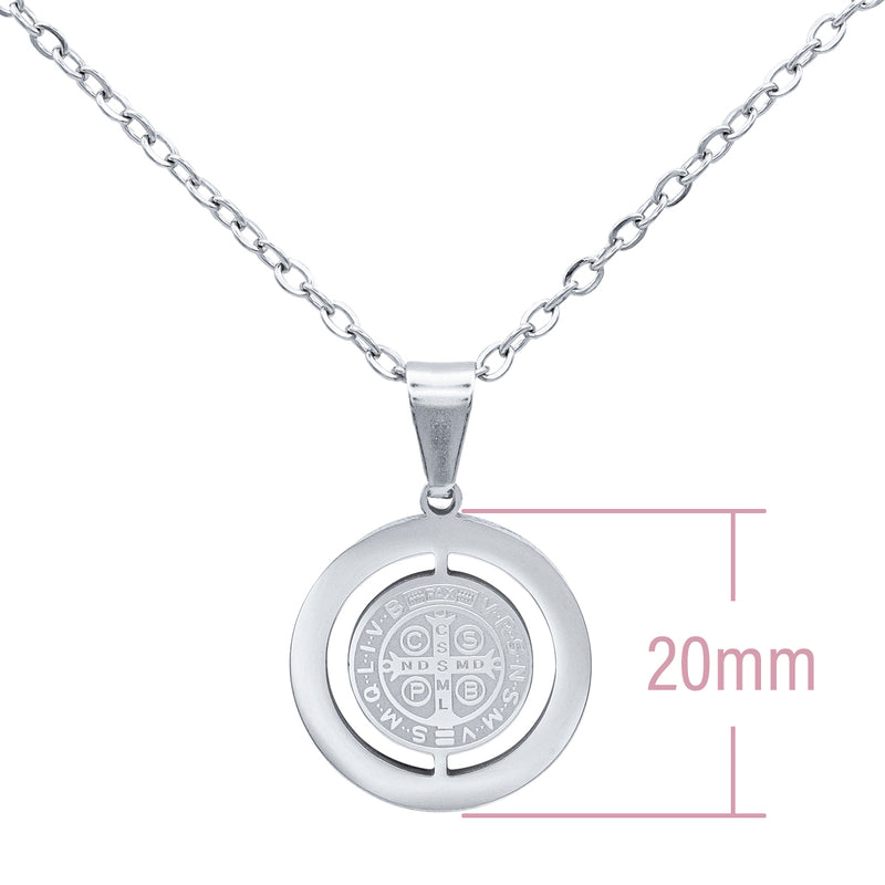Catholic Town stainless steel Saint Benedict Medal Necklace Available in Gold and Silver colors