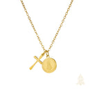 Catholic Town Virgen de la Caridad del Cobre Necklace with Cross – Catholic Stainless Steel Pendant Necklace for Women – Gold & Silver