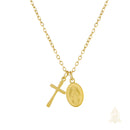 Catholic Town Gold & Silver Cross with Miraculous Medal Necklace – Stainless Steel Catholic Pendant