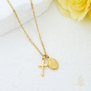 Catholic Town Gold & Silver Cross with Miraculous Medal Necklace – Stainless Steel Catholic Pendant