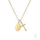Catholic Town Gold & Silver Cross with Miraculous Medal Necklace – Stainless Steel Catholic Pendant
