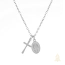 Catholic Town Gold & Silver Cross with Miraculous Medal Necklace – Stainless Steel Catholic Pendant