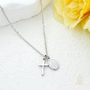 Catholic Town Gold & Silver Cross with Miraculous Medal Necklace – Stainless Steel Catholic Pendant