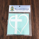 Catholic Town Cross Heart Vinyl Decal Sticker Cars Trucks Vans Walls Laptops ( CTSTKCH-WHT )