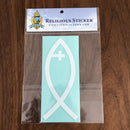 Catholic Town Cross Fish Christian Vinyl Decal Sticker Cars Trucks Vans Walls Laptops ( CTSTKFC-WHT )