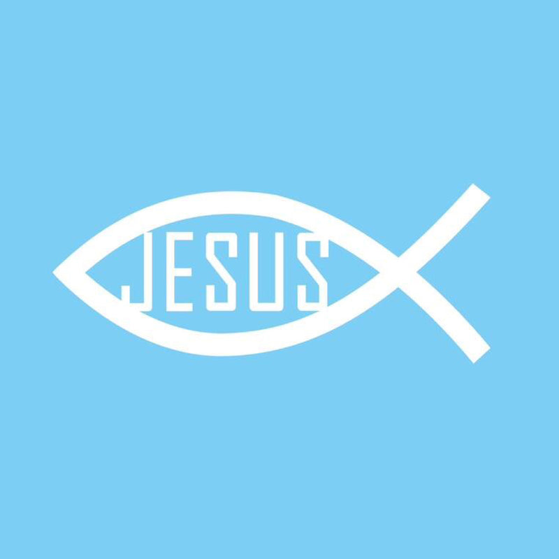 Catholic Town Jesus Fish Christian Vinyl Decal Sticker Cars Trucks Vans Walls Laptops ( CTSTKFJ-WHT )