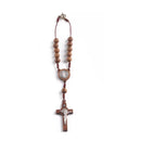 Catholic Town Wooden Hanging Catholic Rosary with St. Benedict Medal and Brown Cross (CTWDRSBM-BRN)