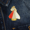 Catholic Town Divine Mercy Lapel Pin "Jesus I Trust in You" Small Gold Tone with Color (DMP-G)