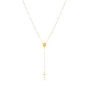 Catholic Town Our Lady of Charity (Virgen de la Caridad del Cobre) Stainless Steel Rosary Necklace — Gold, Gold & White, or White