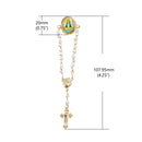 Catholic Town Our Lady of Charity ( Virgen de la Caridad del Cobre ) Rosary lapel pin, Gold Tone, imitation pearl Religious cross brooch ( ROSPINCWC-G )