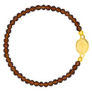 Catholic Town elastic Bracelet with Virgen de la Caridad del Cobre medal and 4mm beads ( Available colors: Blue, Brown, Clear, Red, White, Yellow, Pearl White )