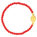 Catholic Town elastic Bracelet with Virgen de la Caridad del Cobre medal and 4mm beads ( Available colors: Blue, Brown, Clear, Red, White, Yellow, Pearl White )