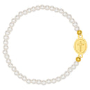 Catholic Town elastic Bracelet with Virgen de la Caridad del Cobre medal and 4mm beads ( Available colors: Blue, Brown, Clear, Red, White, Yellow, Pearl White )