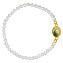 Catholic Town elastic Bracelet with Saint Jude Thaddaeus medal and 4mm beads ( Available colors: Clear, Green, Pearl White )