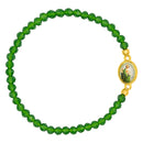 Catholic Town elastic Bracelet with Saint Jude Thaddaeus medal and 4mm beads ( Available colors: Clear, Green, Pearl White )