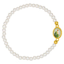 Catholic Town elastic Bracelet with Saint Jude Thaddaeus medal and 4mm beads ( Available colors: Clear, Green, Pearl White )
