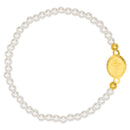 Catholic Town elastic Bracelet with Saint Jude Thaddaeus medal and 4mm beads ( Available colors: Clear, Green, Pearl White )