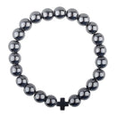 Catholic Town Bracelet with 8mm Hematite beads and cross ( CTBC8-BLK )