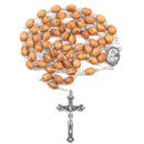 Catholic Town Olive Wood Catholic Rosary with Terra Jerusalem Medal and Silver Crucifix (ROSJHSM-IVR)