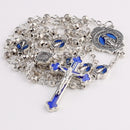 Catholic Town Virgin Mary centerpiece medal rosary with 4mm Rose Shaped Metal Beads Chain Necklace rosary ( CTRMM4MB-S )