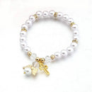 Catholic Town elastic Bracelet with angel wing and cross ( available in gold and silver colors )