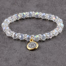 Catholic Town St Benedict stretch bracelet with 8mm clear beads and two tones medal ( CTBSBCHM-CLR )