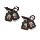 Catholic Town Sacred Heart of Jesus, Our Lady of Mount Carmel Leather Scapular (LSWCARD-BRN)