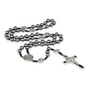 Catholic Town Saint Benedict centerpiece cord rosary with 8mm Hematite beads (ROSHESB-BLK)