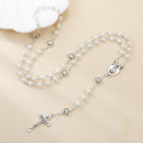 Catholic Town Our Lady of Charity Rosary with 6mm White Imitation Pearl Beads & Gift Box ( ROSJCEMHB-WHT )