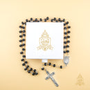 Catholic Town 8mm crystal beads, Our Lady of Charity "Virgen de la Caridad del Cobre" Rosary with Jerusalem Crucifix cross ( Available colors: Black, Blue, Clear, Red, White and Yellow )