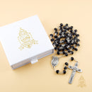 Catholic Town 8mm crystal beads, Our Lady of Charity "Virgen de la Caridad del Cobre" Rosary with Jerusalem Crucifix cross ( Available colors: Black, Blue, Clear, Red, White and Yellow )