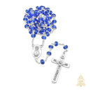 Catholic Town 8mm crystal beads, Our Lady of Charity "Virgen de la Caridad del Cobre" Rosary with Jerusalem Crucifix cross ( Available colors: Black, Blue, Clear, Red, White and Yellow )