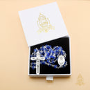 Catholic Town 8mm crystal beads, Our Lady of Charity "Virgen de la Caridad del Cobre" Rosary with Jerusalem Crucifix cross ( Available colors: Black, Blue, Clear, Red, White and Yellow )