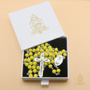 Catholic Town 8mm crystal beads, Our Lady of Charity "Virgen de la Caridad del Cobre" Rosary with Jerusalem Crucifix cross ( Available colors: Black, Blue, Clear, Red, White and Yellow )