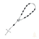 Catholic Town Hematite Car Rosary with Jerusalem Holy Soil & Virgin Mary Medal ( ROSJHHSM-BLK )