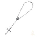Catholic Town Mother of Pearl Car Rosary with Jerusalem Holy Soil & Crucifix ( ROSJHHSM-WHT )