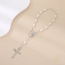 Catholic Town Mother of Pearl Car Rosary with Jerusalem Holy Soil & Crucifix ( ROSJHHSM-WHT )