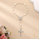 Catholic Town Mother of Pearl Car Rosary with Jerusalem Holy Soil & Crucifix ( ROSJHHSM-WHT )