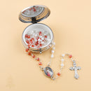 Catholic Town rosary with Divine Mercy center piece and metallic rosary box ( ROSMIRDM-WR )