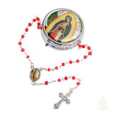 Catholic Town Our Lady of Guadalupe Red Bead Rosary with Matching Metal Keepsake Box ( ROSMIRNSG-RED )