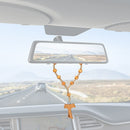 Catholic Town Religious Tau Cross 8mm Wood Beads Rosaries for car and truck rearview mirror ( ROSWOODC-IVR )