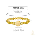 Catholic Town Our Lady of Charity - Virgen de la Caridad del Cobre Bracelet – Gold Stainless Steel 6mm Beads – Catholic Elastic Bracelet with Prayer Medal (SSBCFM-G)