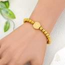 Catholic Town Our Lady of Charity - Virgen de la Caridad del Cobre Bracelet – Gold Stainless Steel 6mm Beads – Catholic Elastic Bracelet with Prayer Medal (SSBCFM-G)