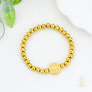 Catholic Town Our Lady of Charity - Virgen de la Caridad del Cobre Bracelet – Gold Stainless Steel 6mm Beads – Catholic Elastic Bracelet with Prayer Medal (SSBCFM-G)