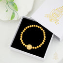 Catholic Town Our Lady of Charity - Virgen de la Caridad del Cobre Bracelet – Gold Stainless Steel 6mm Beads – Catholic Elastic Bracelet with Prayer Medal (SSBCFM-G)