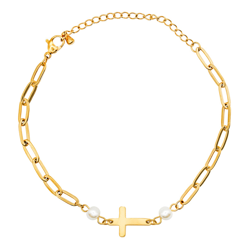 Catholic Town Stainless steel Adjustable Bracelet with cross ( SSBCHC-G )