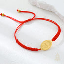 Catholic Town adjustable red cord bracelet with stainless steel "Virgen de la Caridad del Cobre" medal ( SSBCMHN-RED )