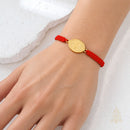 Catholic Town adjustable red cord bracelet with stainless steel "Virgen de la Caridad del Cobre" medal ( SSBCMHN-RED )