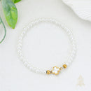 Catholic Town White Bead Cross Bracelet – Elastic Catholic Bracelet with Stainless Steel Cross – 4mm Pearl-Style Beads – Faith Jewelry Gift for Women & Girls ( SSBCROSSMWP-4G )