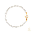 Catholic Town White Bead Cross Bracelet – Elastic Catholic Bracelet with Stainless Steel Cross – 4mm Pearl-Style Beads – Faith Jewelry Gift for Women & Girls ( SSBCROSSMWP-4G )
